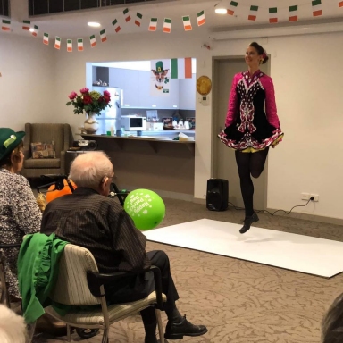 Irish dancer performs for residents in aged care